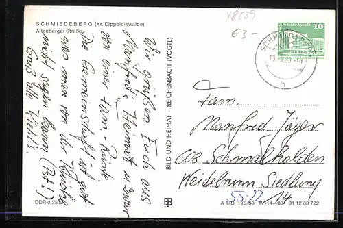 AK Schmiedeberg /Kr. Dippoldiswalde, Altenberger Strasse
