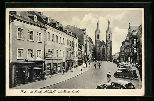 AK Hof a. d. Saale, Altstadt mit Marienkirche