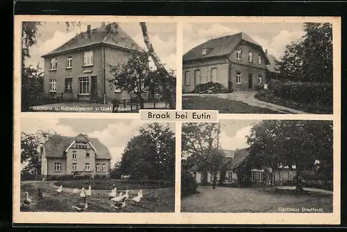 AK Braak bei Eutin, Bäckerei Knaack, Gasthaus Bredfeldt