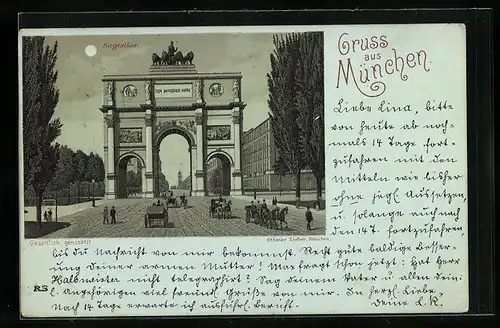 Mondschein-Lithographie München, am Siegesthor