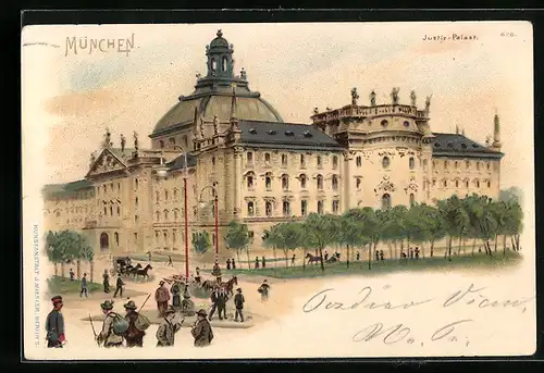 Künstler-AK München, Partie am Justizpalast