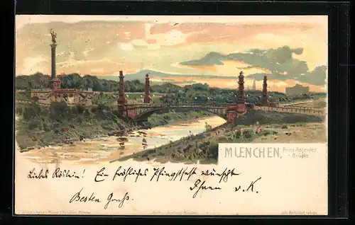 Künstler-AK München, Prinz-Regenten-Brücke