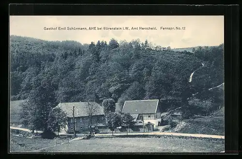 AK Ahe bei Bärenstein i. W., Gasthof Emil Schürmann