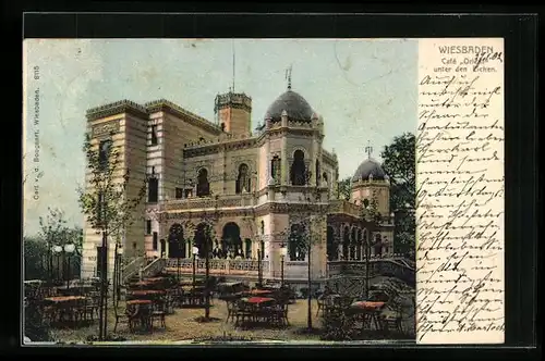 AK Wiesbaden, Cafe Orient unter den Eichen