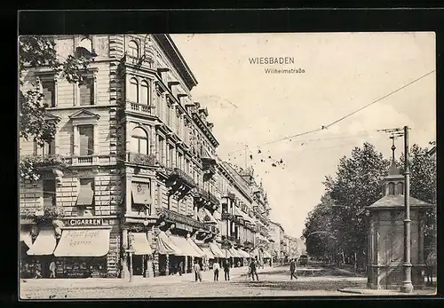 AK Wiesbaden, Blick in die Wilhelmstrasse
