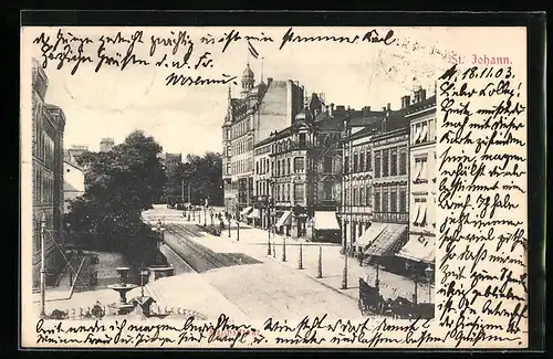 AK St. Johann a. d. Saar, Passanten in der Reichsstrasse