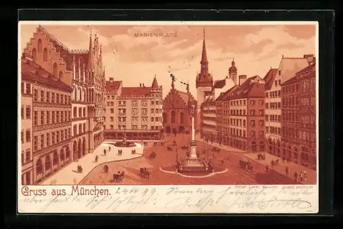 Lithographie München, Marienplatz
