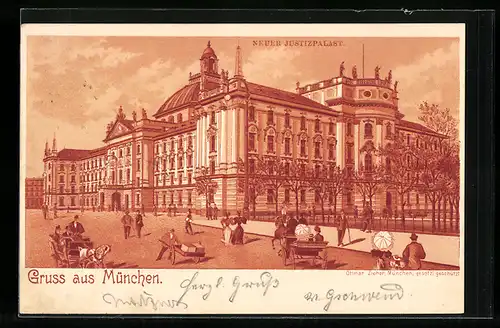 Lithographie München, Neuer Justizpalast