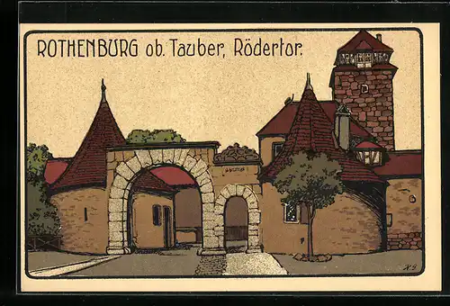 Steindruck-AK Rothenburg o. T., am Rödertor