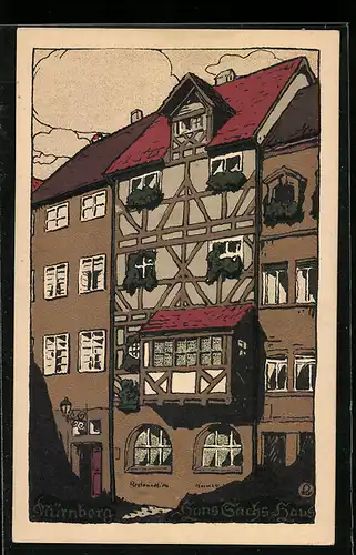 Steindruck-AK Nürnberg, Hans Sachs Haus