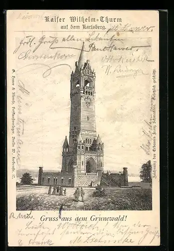 AK Berlin-Grunewald, Kaiser Wilhelm-Turm auf dem Karlsberg