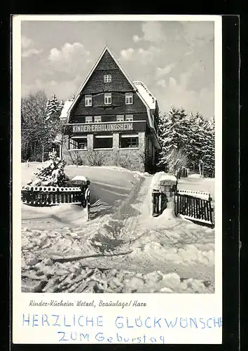 AK Braunlage / Harz, Kinder-Kurheim Wetzel im Winter