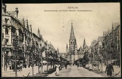 AK Berlin-Charlottenburg, Tauentzienstrasse mit Kaiser-Wilhelm-Gedächtniskirche