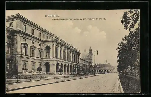 AK München, Kgl. Residenz, Festsaal mit Theatinerkirche