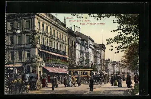 AK Berlin, Victoria Cafe, Unter den Linden, Ecke Friedrichstrasse