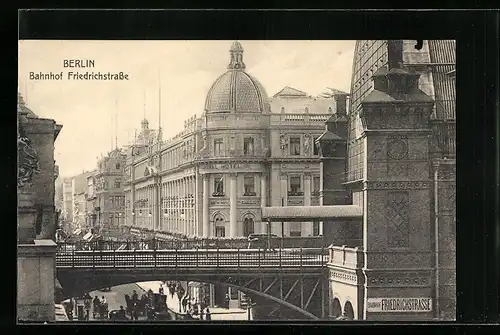 AK Berlin, Bahnhof Friedrichstrasse mit Central-Hotel