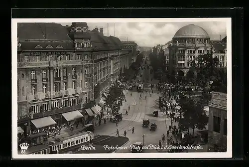 AK Berlin, Potsdamer Platz mit Saarlandstrasse aus der Vogelschau