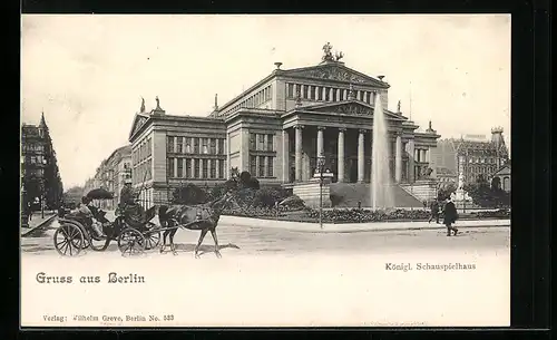 AK Berlin, Königliches Schauspielhaus mit Kutsche, Gendarmenmarkt