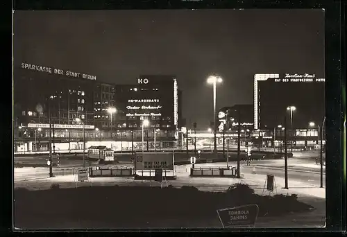 AK Berlin, Der Alexanderplatz bei Nacht