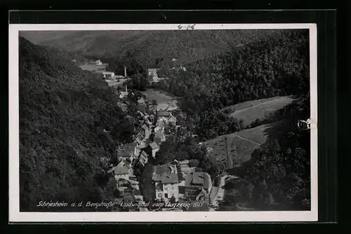 AK Schriesheim a. d. Bergstrasse, Ludwigstal vom Flugzeug aus gesehen