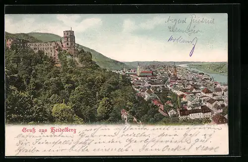 AK Heidelberg, Panorama mit Schloss