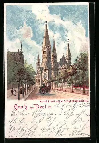 Lithographie Berlin-Charlottenburg, Die Kaiser-Wilhelm Gedächtniskirche