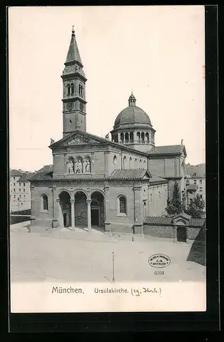 AK München-Schwabing, Partie an der Ursulakirche