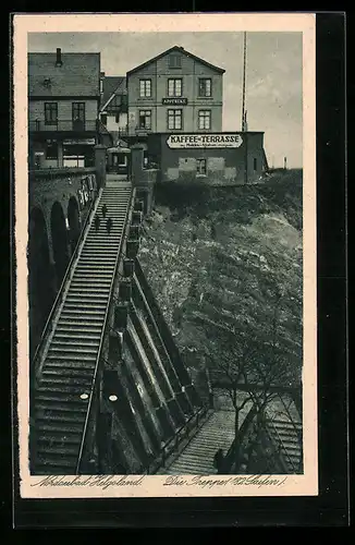 AK Helgoland, Treppe an der Café-Terrasse