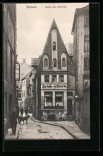 AK Bremen, Bierhalle von Ad. Ullrich W.w., Hinter dem Schütting