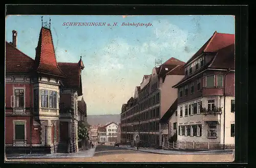 AK Schwenningen a. N., Partie in der Bahnhofstrasse