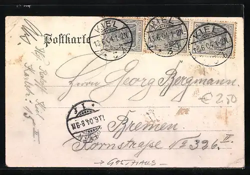 AK Kiel, Gasthaus Münchener Löwenbräu, Inh. W. Diener, Innenansicht