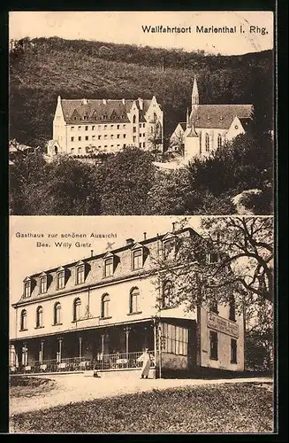 AK Marienthal i. Rhg., Gasthaus zur schönen Aussicht