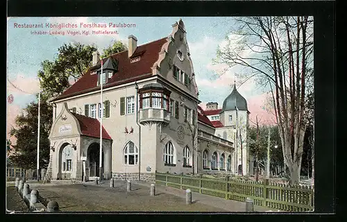 AK Berlin-Grunewald, Restaurant Königliches Forsthaus Paulsborn, Inh. Ludwig Vogel