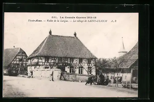 AK Saint-Ulrich, Strassenpartie mit Kirche