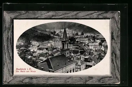 Passepartout-AK Markirch i. E., Teilansicht aus der Vogelschau