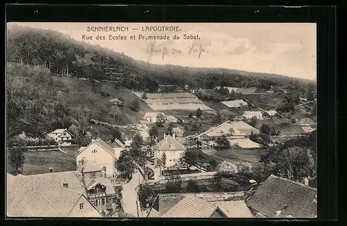 AK Schnierlach, Rue des Ecoles et Promenade du Sabat, Strassenpartien
