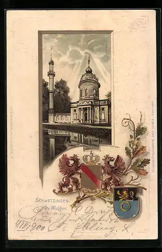 Lithographie Schwetzingen, Die Moschee, Wappen