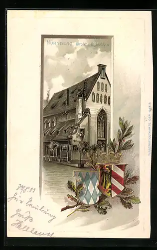 Passepartout-Lithographie Nürnberg, Gastwirtschaft Bratwurtglöcklein, Wappen