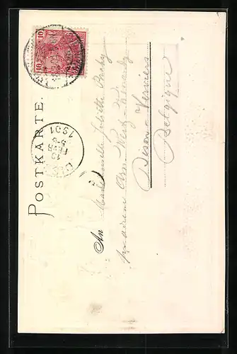 Passepartout-Lithographie Frankfurt /Main, Strassenpartie am Eschenheimer Thurm, Wappen