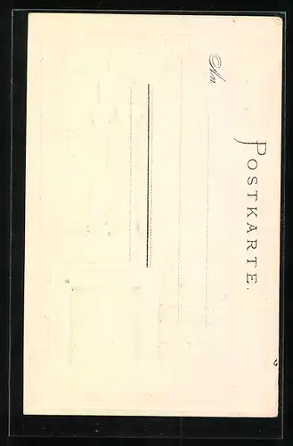 Passepartout-Lithographie Alt-Frankfurt, Dom m. geprägter Mauer und Reichsadler