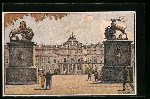 Künstler-AK Ernst E. Schlatter: Stuttgart, Neues Schloss