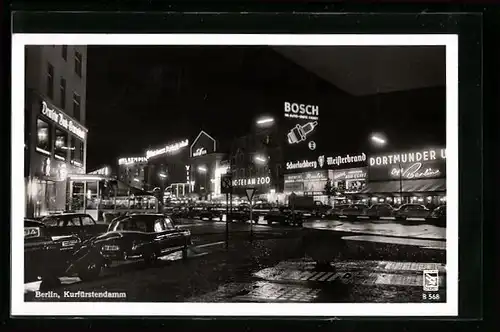 AK Berlin-Charlottenburg, Kurfürstendamm bei Nacht