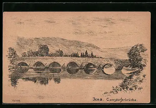 Künstler-AK Jena, Camsdorfer Brücke