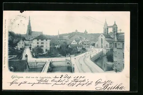 AK Esslingen a. N., Blick von der Agnesbrücke