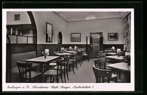 AK Esslingen a. N., Konditorei-Café Geiger, Bahnhofstrasse 1