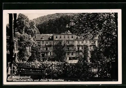 AK Schlangenbad, Hotel Hessischer Hof und Stadt Wiesbaden