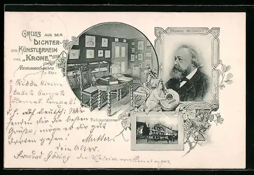 AK Assmannshausen / Rhein, Dichter- und Künstlerheim zur Krone