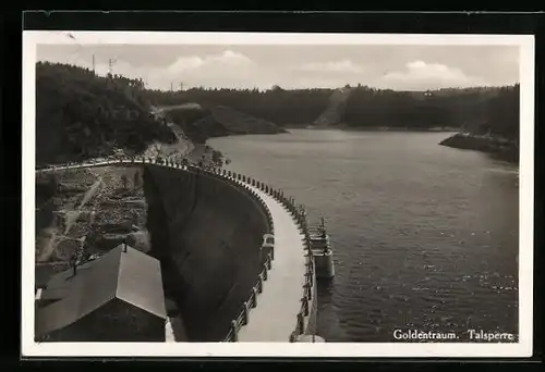 AK Goldentraum, Talsperre aus der Vogelschau