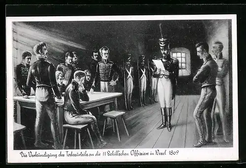 AK Die Verkündigung des Todesurteils an die elf Schill`schen Offiziere in Wesel 1809