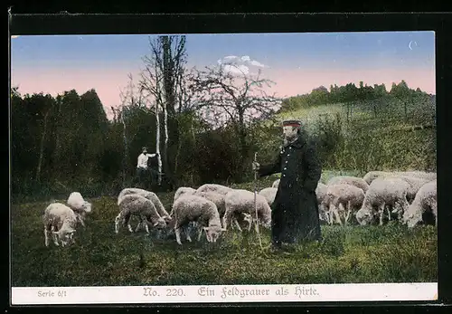 AK 1. Weltkrieg, Ein Feldgrauer als Hirte